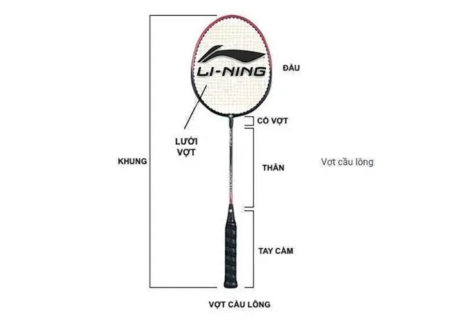 Cấu Tạo Chi Tiết Vợt Cầu Lông: Khung, Cán, Mặt Vợt Và Tay Cầm