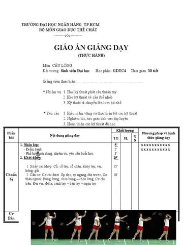 Hướng Dẫn Xây Dựng Giáo Án Giảng Dạy Môn Cầu Lông Chi Tiết Cho Mọi Cấp Độ