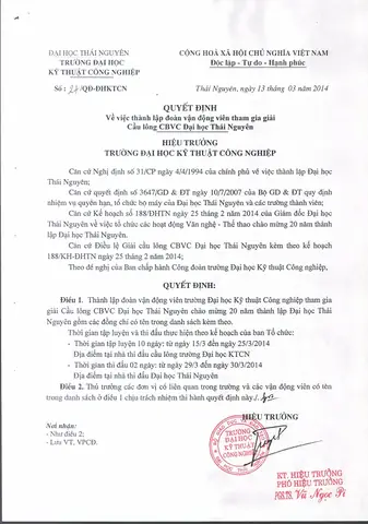 Mẫu Quyết Định Thành Lập Câu Lạc Bộ Cầu Lông Chi Tiết & Hợp Pháp 2024